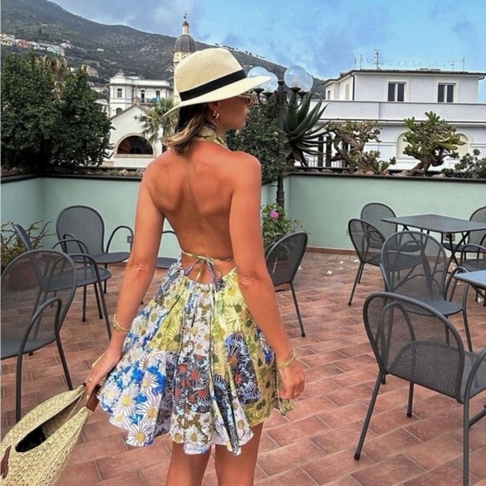 🦋 BLOGGERS FAVORITE 🦋 NWT ZARA PRINTED SHORT DRESS SIZE S VACATION - Picture 4 of 13